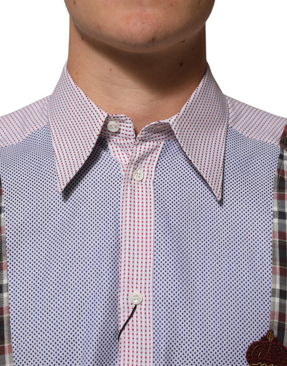 Chemise à carreaux multicolores en coton à col Dolce &amp; Gabbana