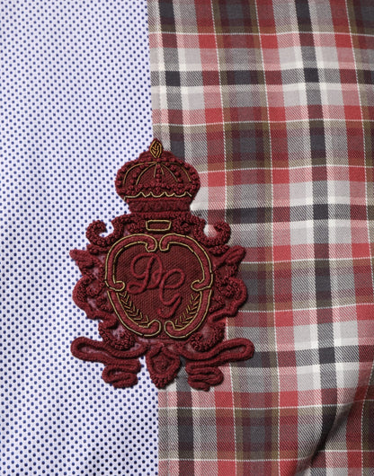Chemise à carreaux multicolores en coton à col Dolce &amp; Gabbana