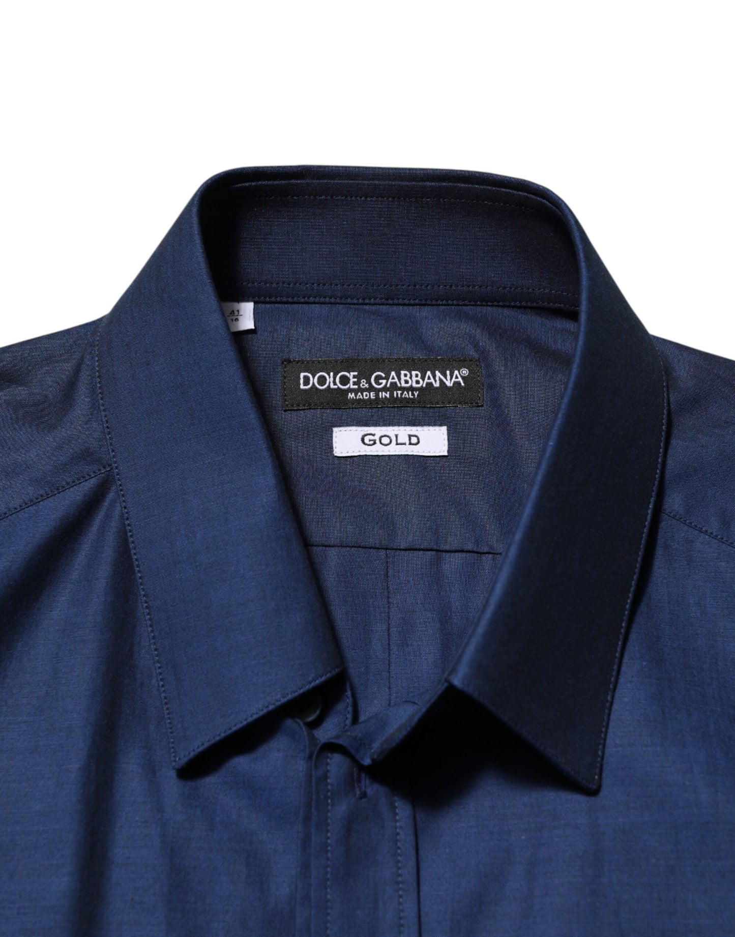 Chemise habillée Dolce &amp; Gabbana bleue en coton à col doré pour homme