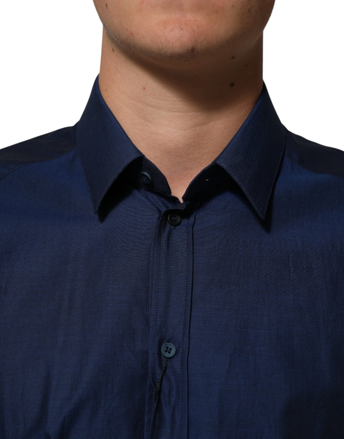 Chemise habillée Dolce &amp; Gabbana bleue en coton à col doré pour homme