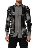 Chemise habillée Dolce &amp; Gabbana Martini à rayures noires et blanches pour homme
