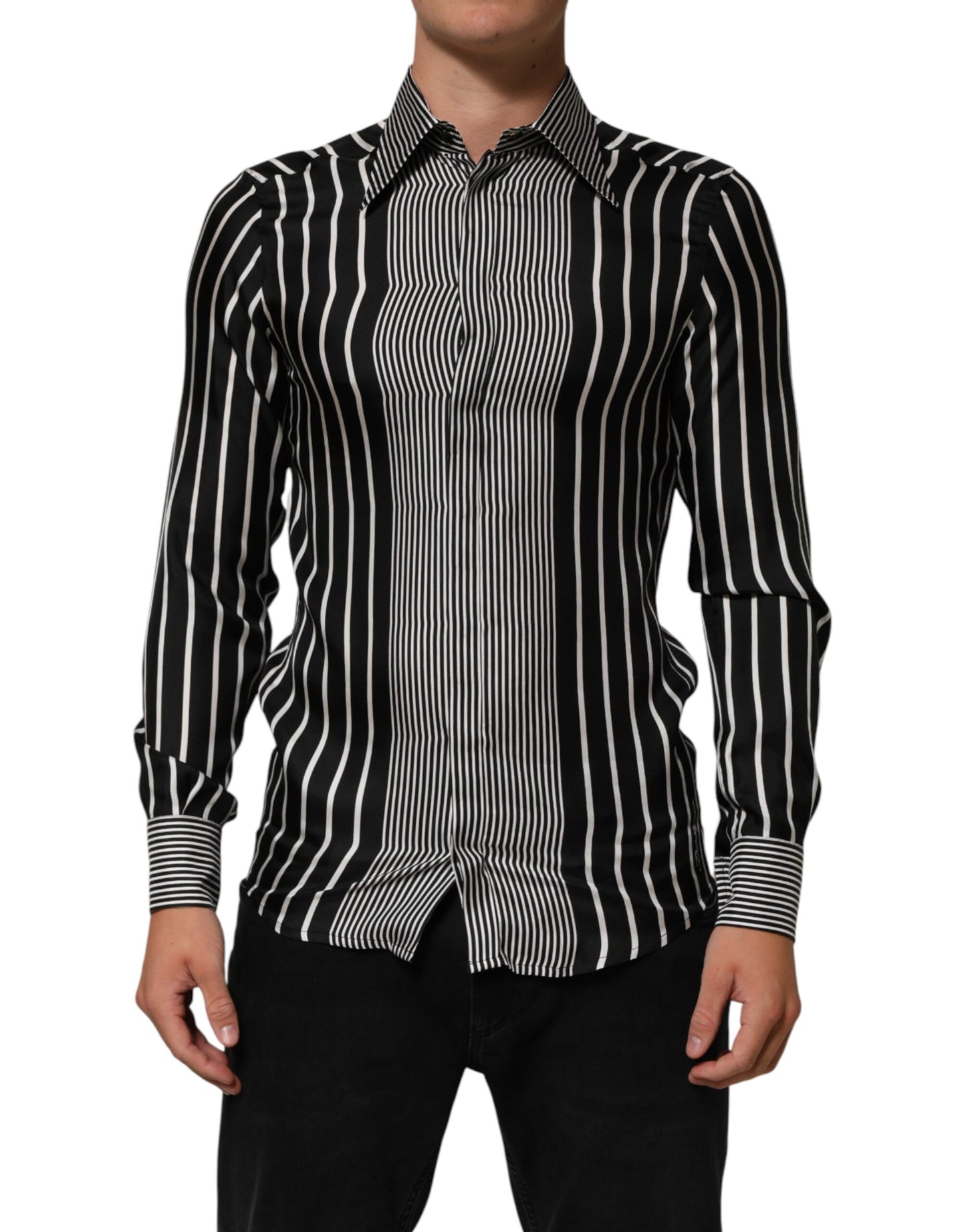 Chemise habillée Dolce &amp; Gabbana Martini à rayures noires et blanches pour homme