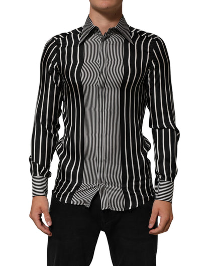 Chemise habillée Dolce &amp; Gabbana Martini à rayures noires et blanches pour homme