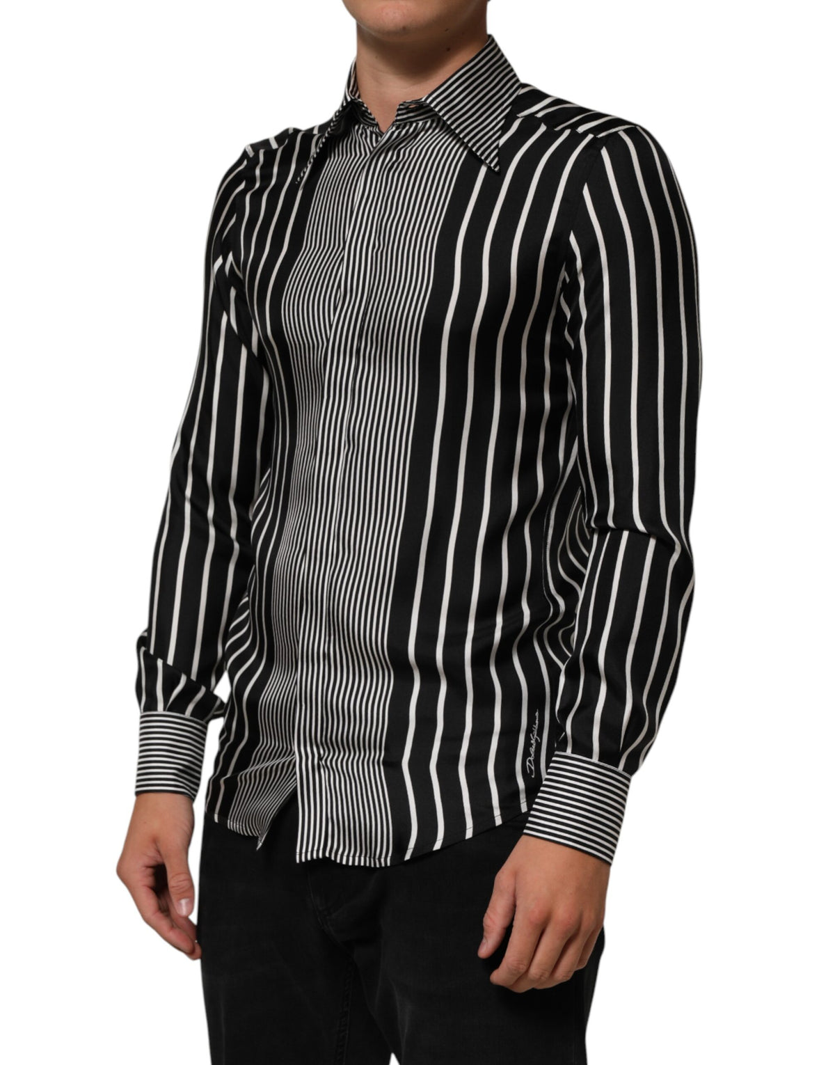 Chemise habillée Dolce &amp; Gabbana Martini à rayures noires et blanches pour homme