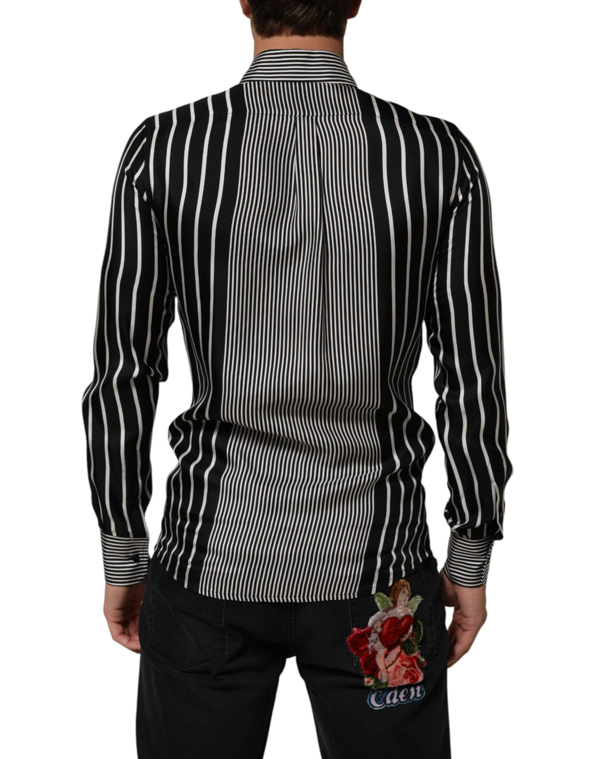 Chemise habillée Dolce &amp; Gabbana Martini à rayures noires et blanches pour homme