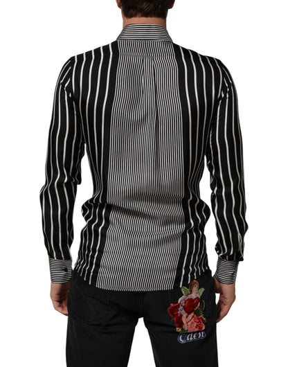 Chemise habillée Dolce &amp; Gabbana Martini à rayures noires et blanches pour homme