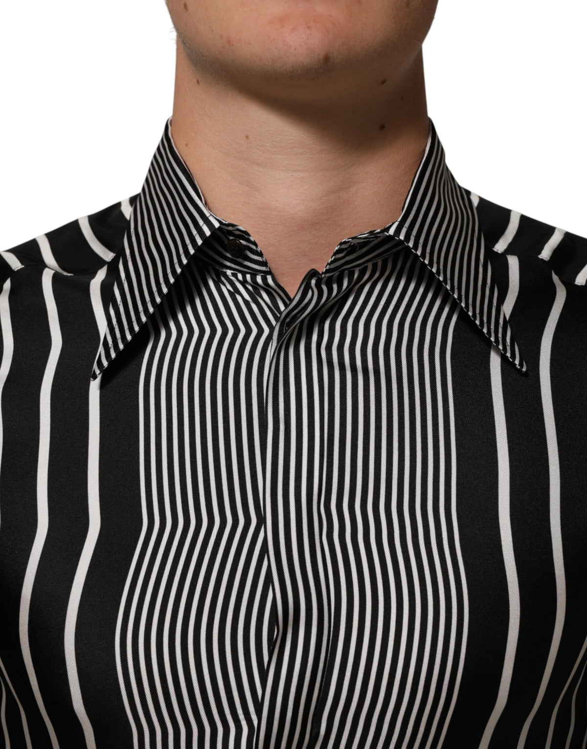 Chemise habillée Dolce &amp; Gabbana Martini à rayures noires et blanches pour homme