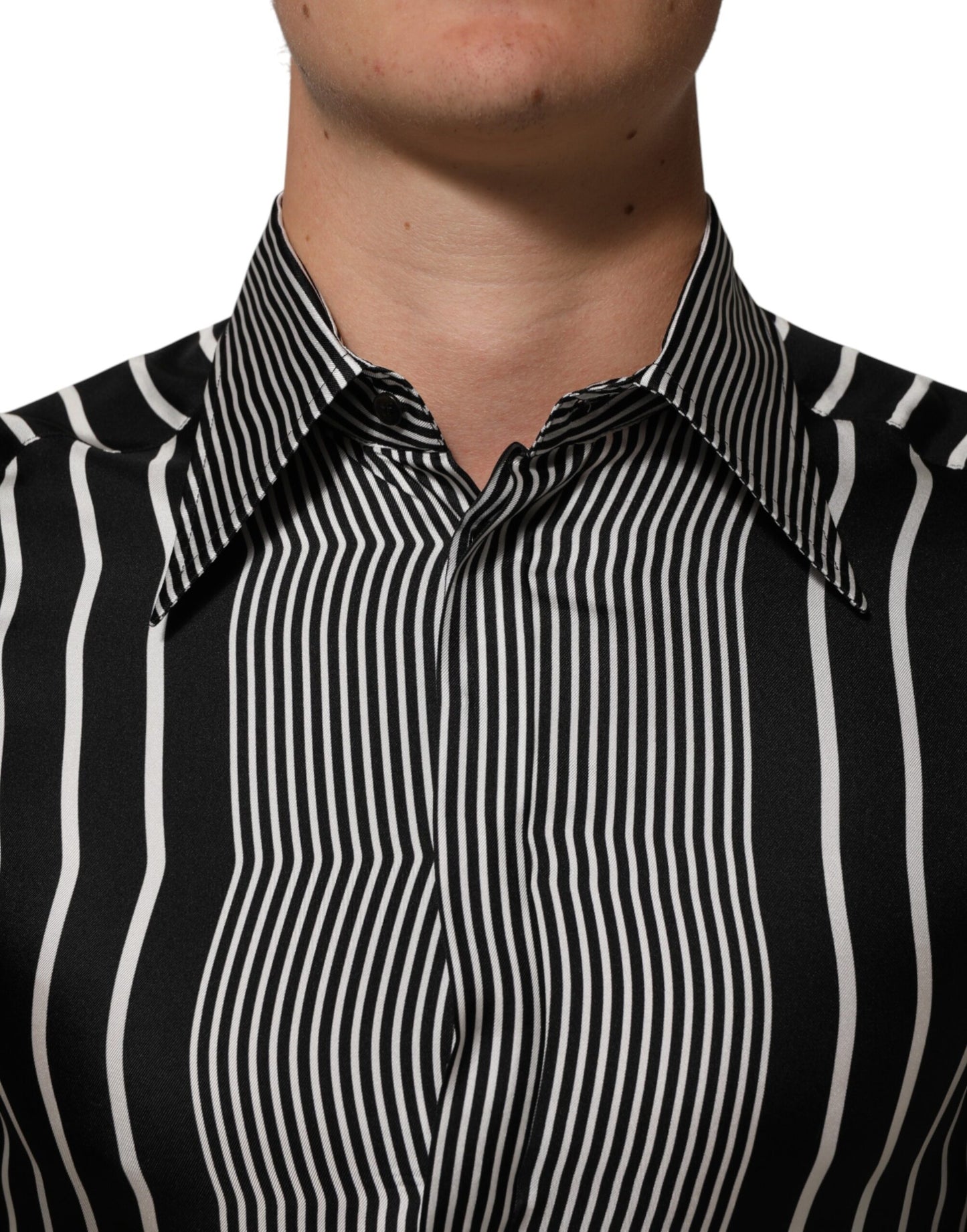 Chemise habillée Dolce &amp; Gabbana Martini à rayures noires et blanches pour homme