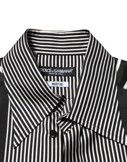 Chemise habillée Dolce &amp; Gabbana Martini à rayures noires et blanches pour homme