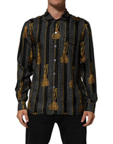 Chemise Dolce &amp; Gabbana noire à pois et pompons en soie boutonnée