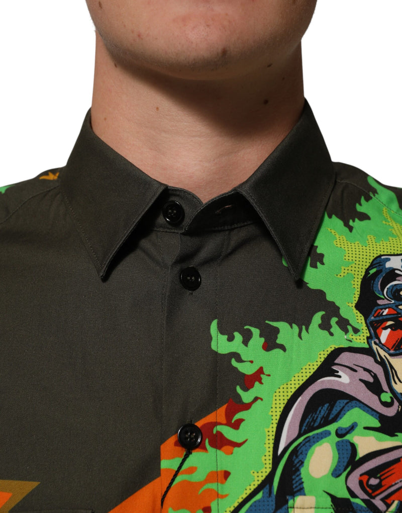 Dolce &amp; Gabbana Bruin Superhelden Print Overhemd met Knoopjes