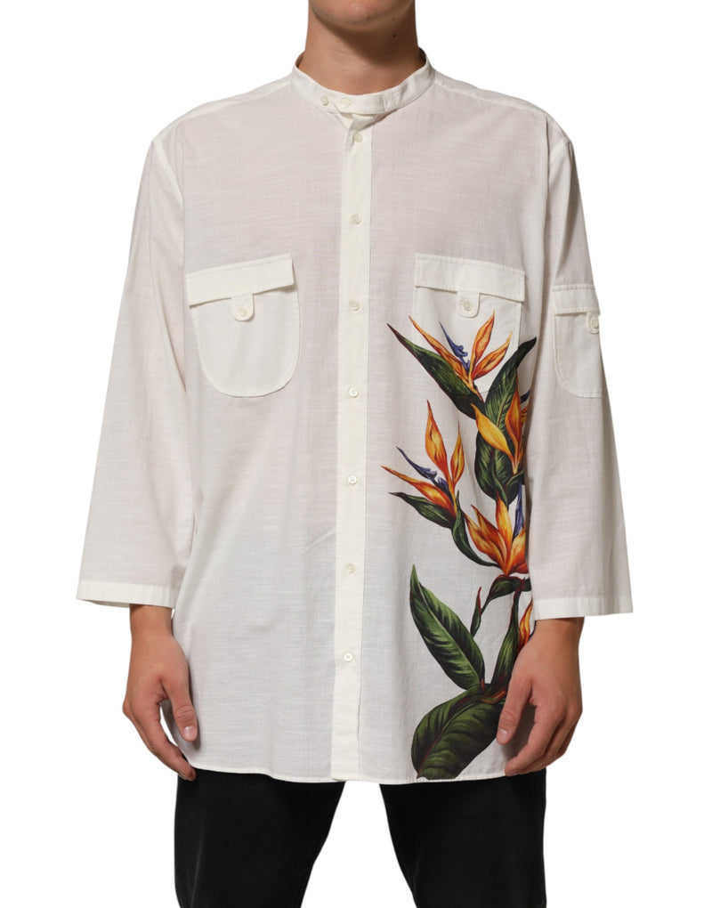 Chemise Dolce &amp; Gabbana blanche en coton à imprimé floral boutonnée