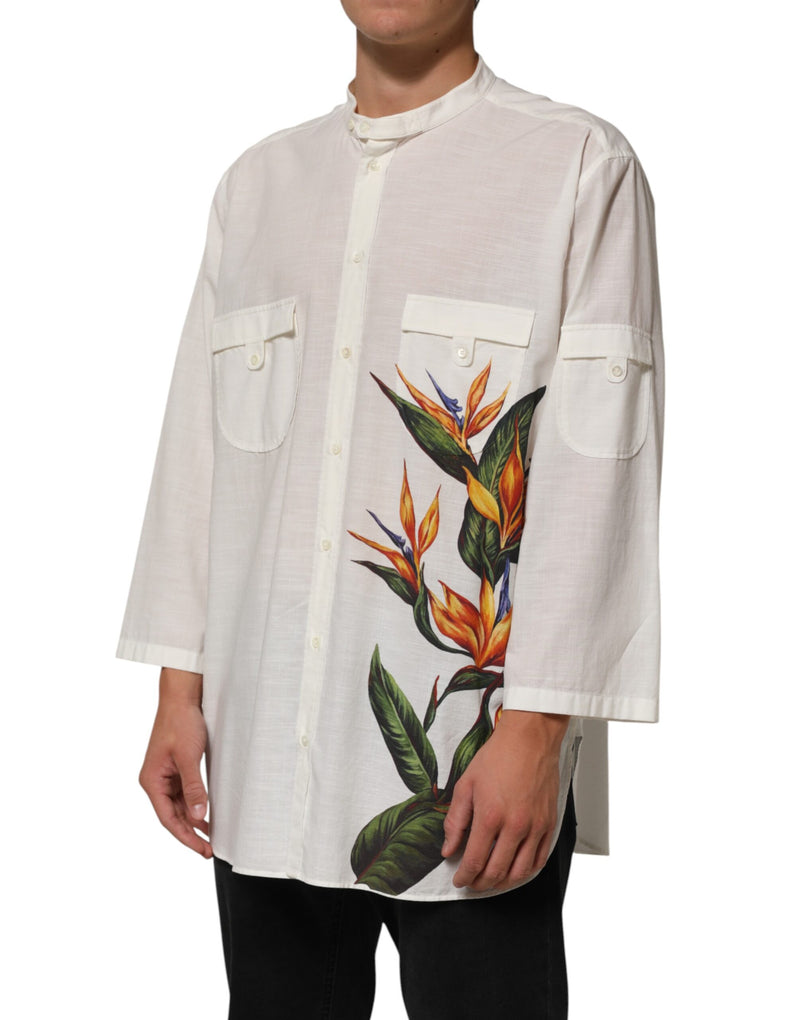 Chemise Dolce &amp; Gabbana blanche en coton à imprimé floral boutonnée