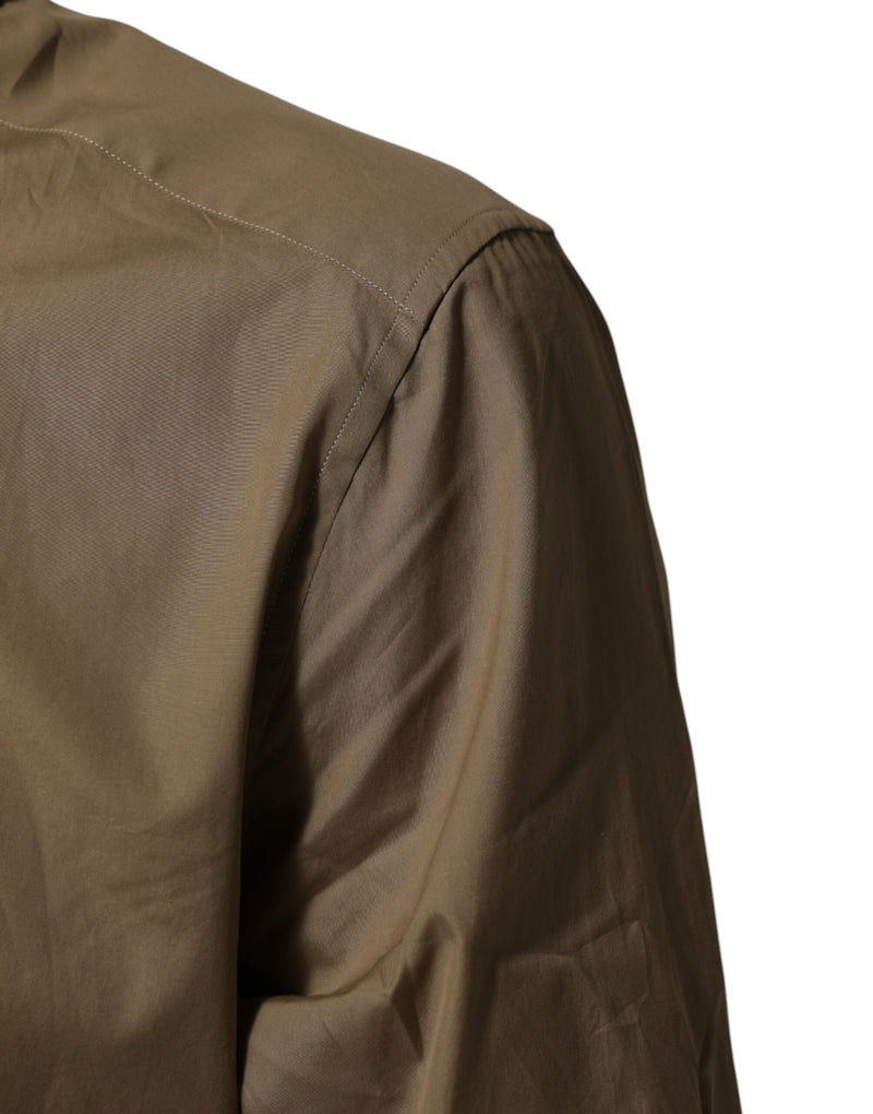 Chemise habillée Dolce &amp; Gabbana marron en coton à col doré pour homme