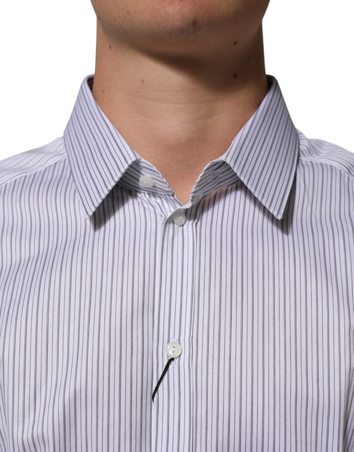 Chemise habillée Dolce &amp; Gabbana à rayures blanches et manches longues, couleur or