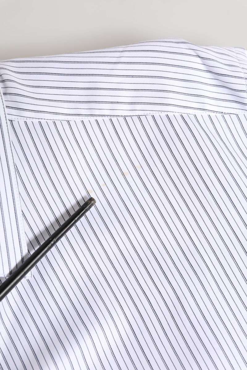 Dolce & Gabbana White Stripes Long Sleeves GOLD Dress Shirt