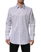 Chemise habillée Dolce &amp; Gabbana à rayures blanches et manches longues, couleur or