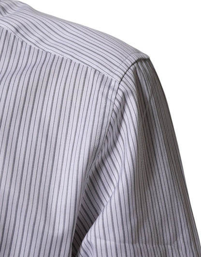 Chemise habillée Dolce &amp; Gabbana à rayures blanches en coton pour homme, couleur or.
