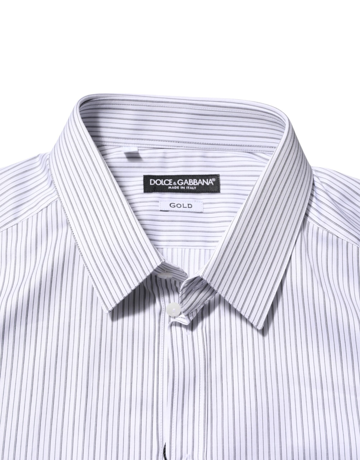 Chemise habillée Dolce &amp; Gabbana à rayures blanches en coton pour homme, couleur or.