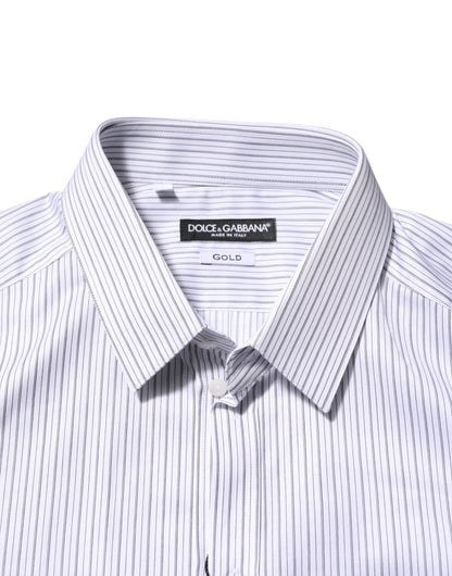 Chemise habillée Dolce &amp; Gabbana à rayures blanches et manches longues, couleur or