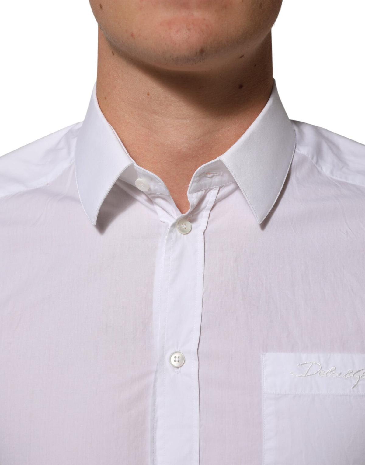 Chemise habillée Dolce &amp; Gabbana blanche en coton à col doré pour homme