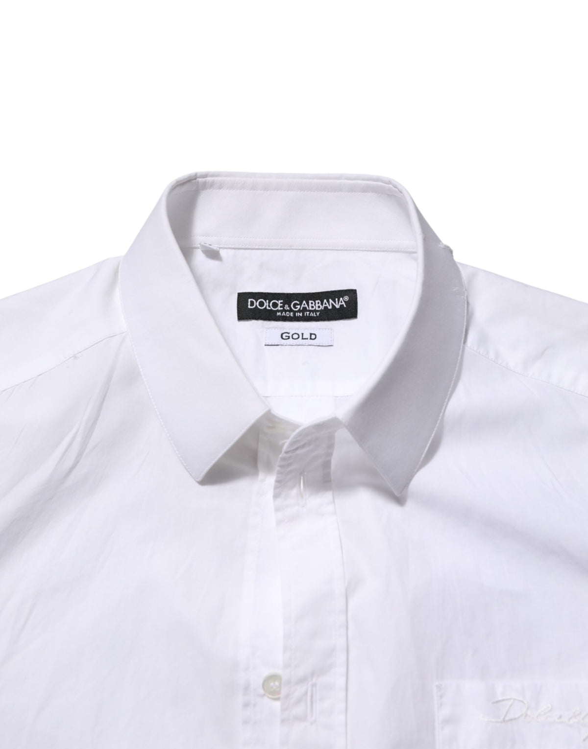 Chemise habillée Dolce &amp; Gabbana blanche en coton à col doré pour homme