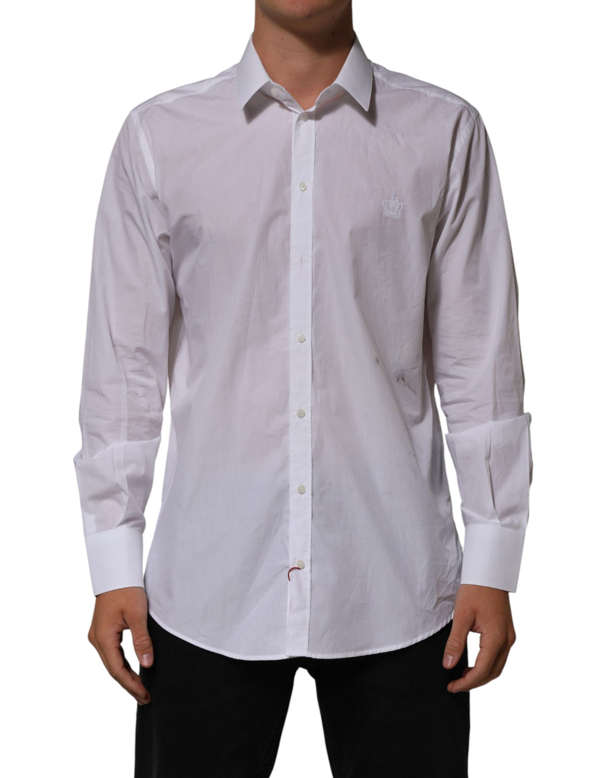 Chemise habillée Dolce &amp; Gabbana Martini blanche en coton à col pour homme