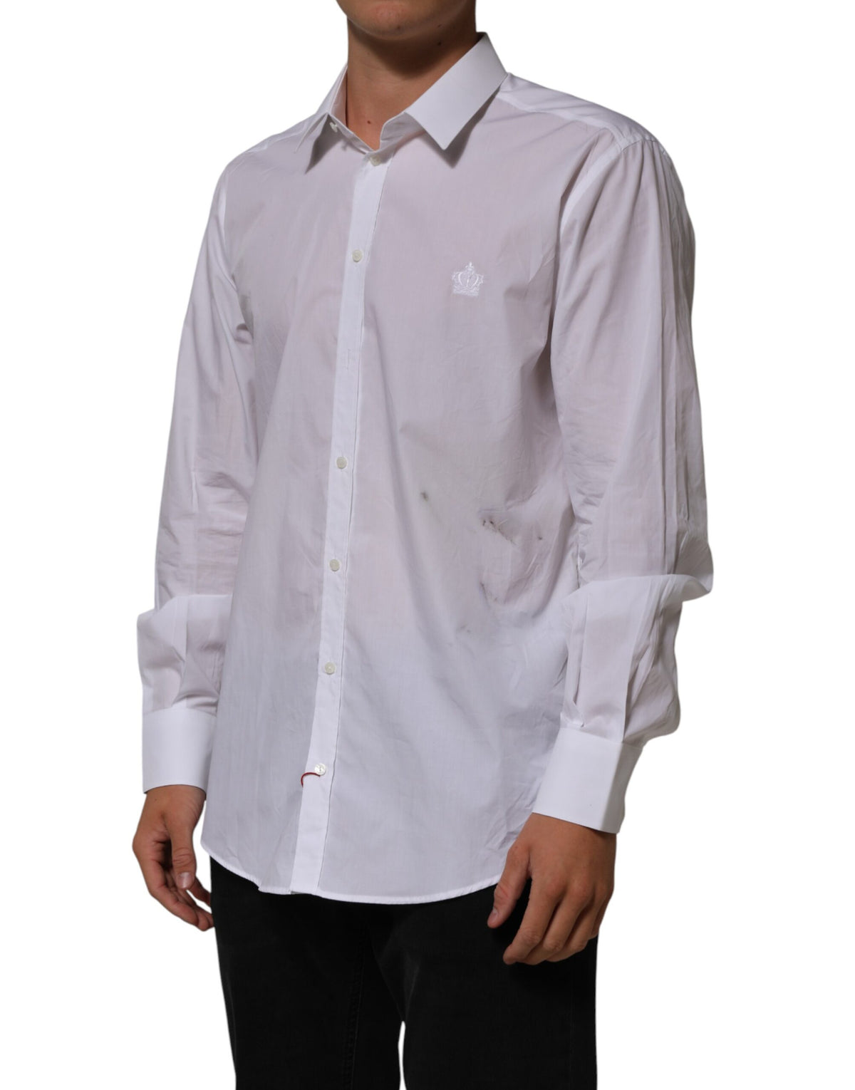 Chemise habillée Dolce &amp; Gabbana Martini blanche en coton à col pour homme