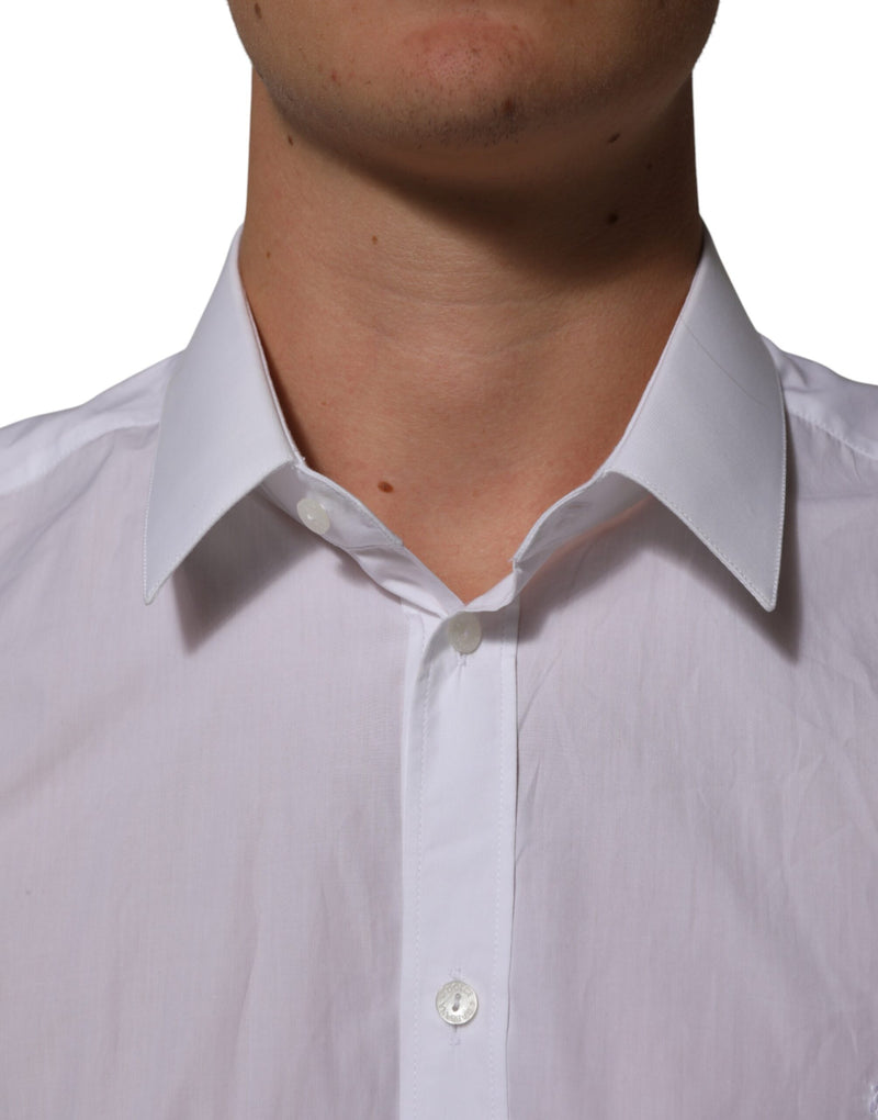 Dolce & Gabbana White Cotton Collared Men MARTINI Dress Shirt