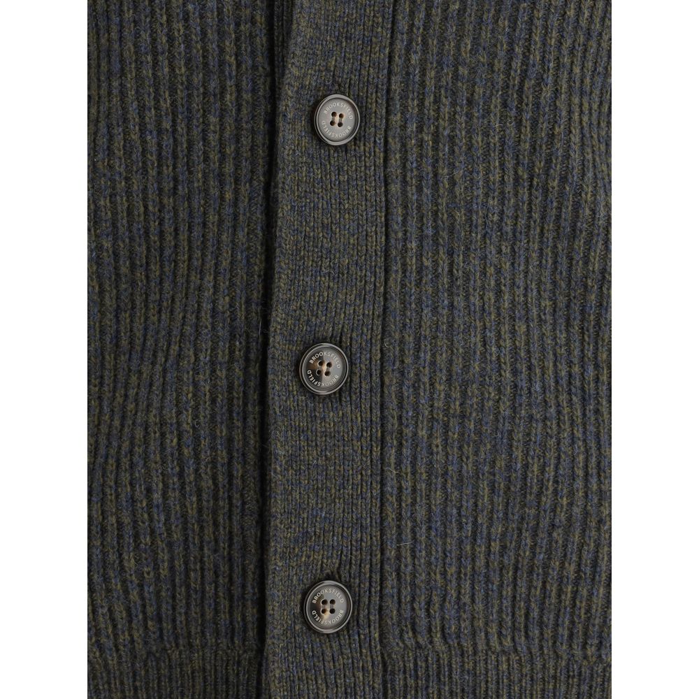 Brooksfield Virgin Wool Shawl-Collar Cardigan