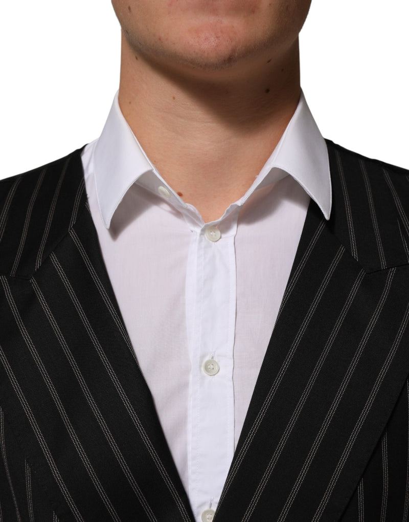 Dolce & Gabbana Black Stripes Wool Dress Waistcoat for Men