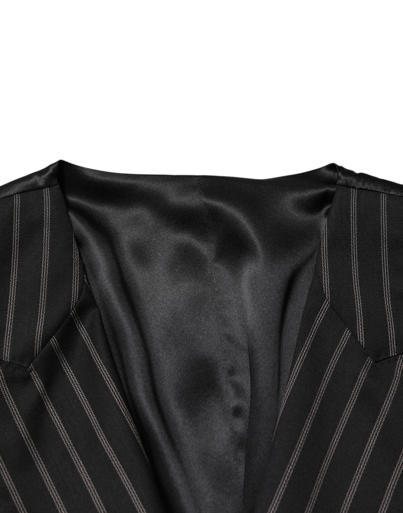 Dolce & Gabbana Black Stripes Wool Dress Waistcoat for Men