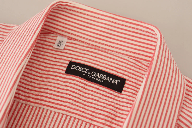 Chemise à manches courtes en coton rayé rouge et blanc Dolce &amp; Gabbana