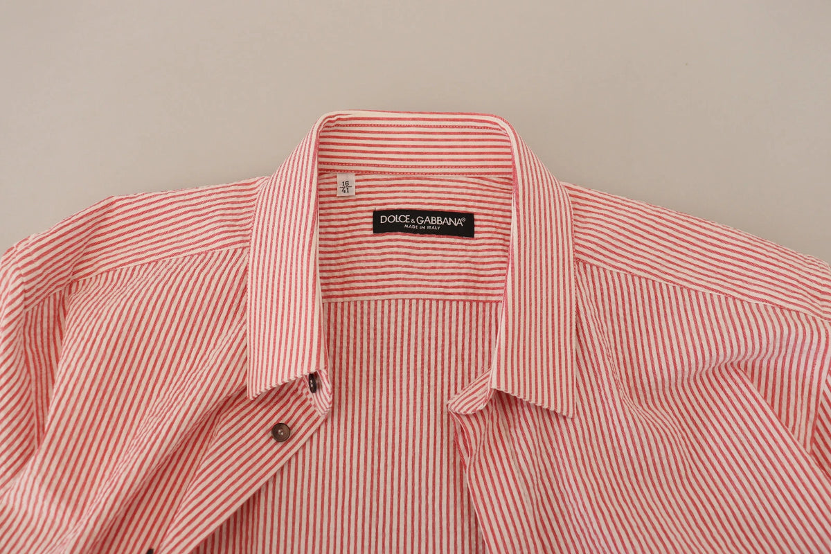 Chemise à manches courtes en coton rayé rouge et blanc Dolce &amp; Gabbana