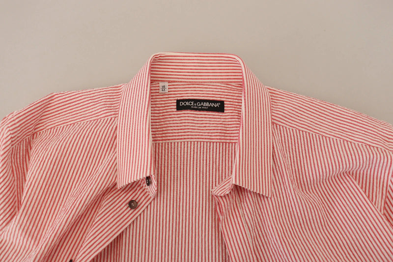 Chemise à manches courtes en coton rayé rouge et blanc Dolce &amp; Gabbana