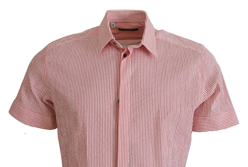 Chemise à manches courtes en coton rayé rouge et blanc Dolce &amp; Gabbana