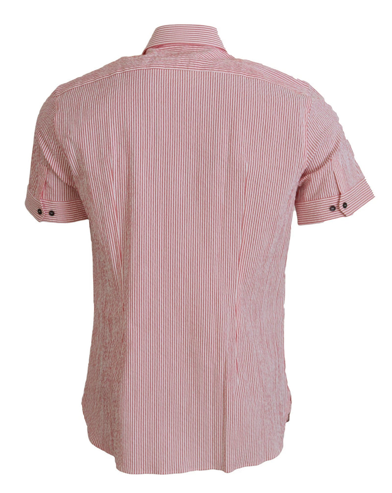 Chemise à manches courtes en coton rayé rouge et blanc Dolce &amp; Gabbana