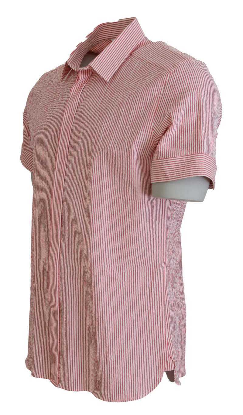 Chemise à manches courtes en coton rayé rouge et blanc Dolce &amp; Gabbana