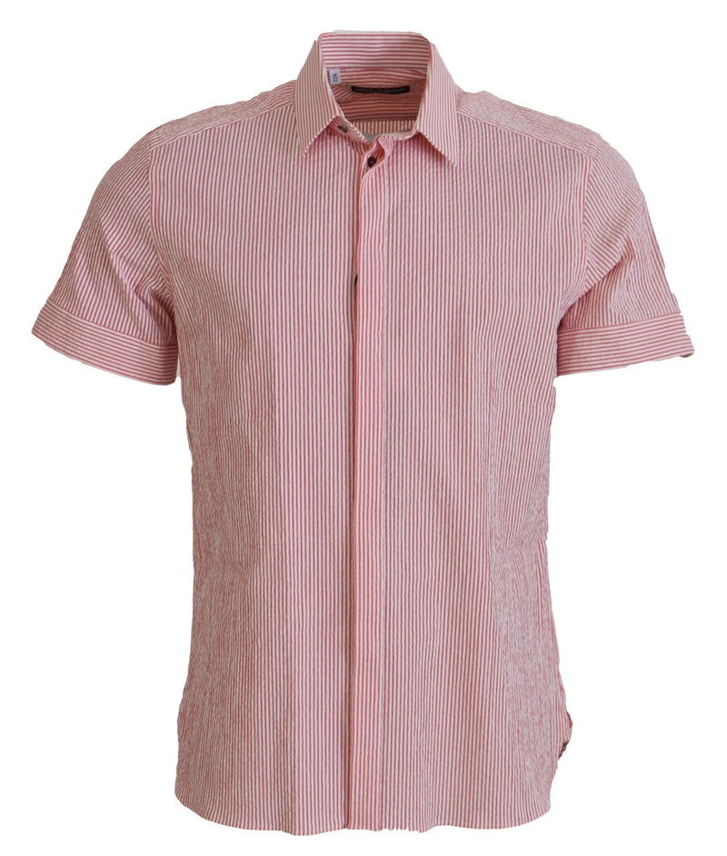 Chemise à manches courtes en coton rayé rouge et blanc Dolce &amp; Gabbana