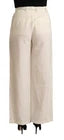 Pantalon droit taille haute en coton blanc cassé Jucca