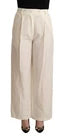 Pantalon droit taille haute en coton blanc cassé Jucca