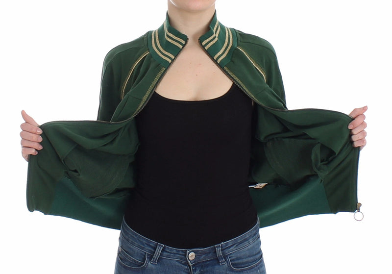 John Galliano Green Mock Zip Cardigan Sweatshirt Jacket