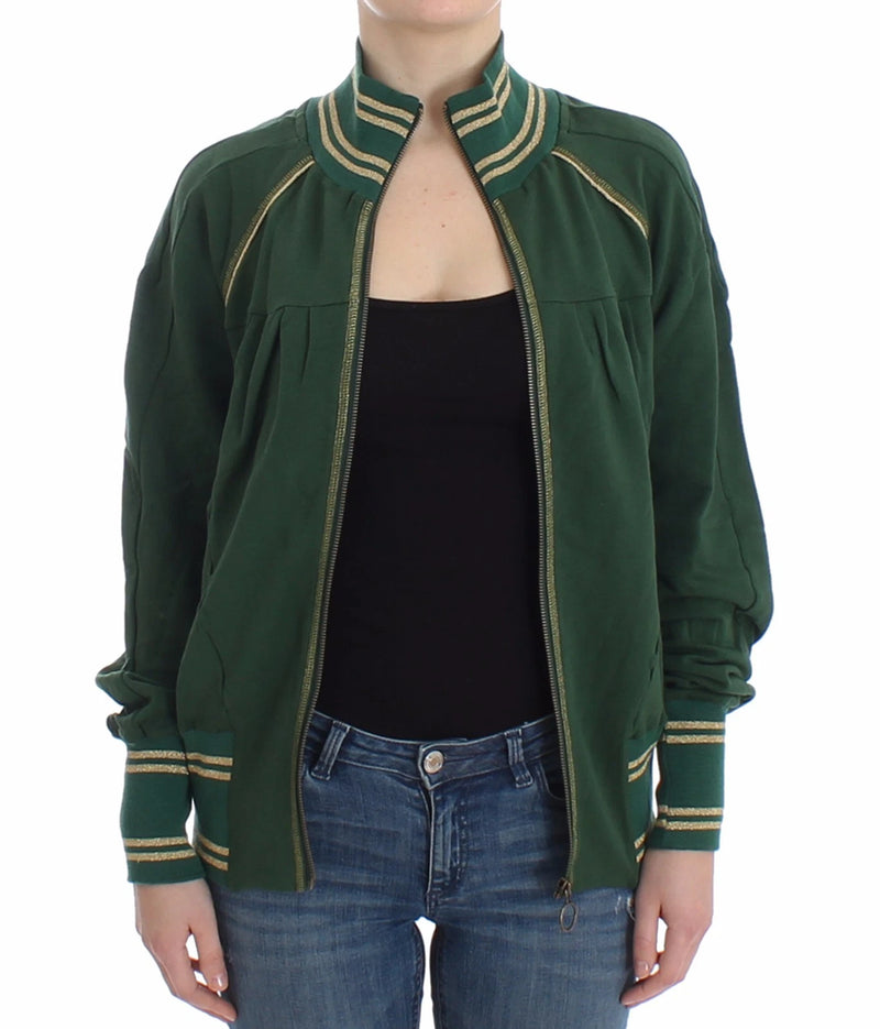 John Galliano Green Mock Zip Cardigan Sweatshirt Jacket