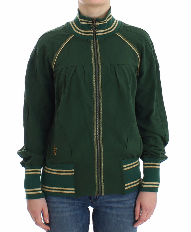 John Galliano Green Mock Zip Cardigan Sweatshirt Jacket