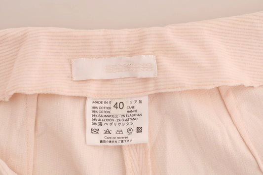 Ermanno Scervino Pantalons Droits Beige en Coton Élastique