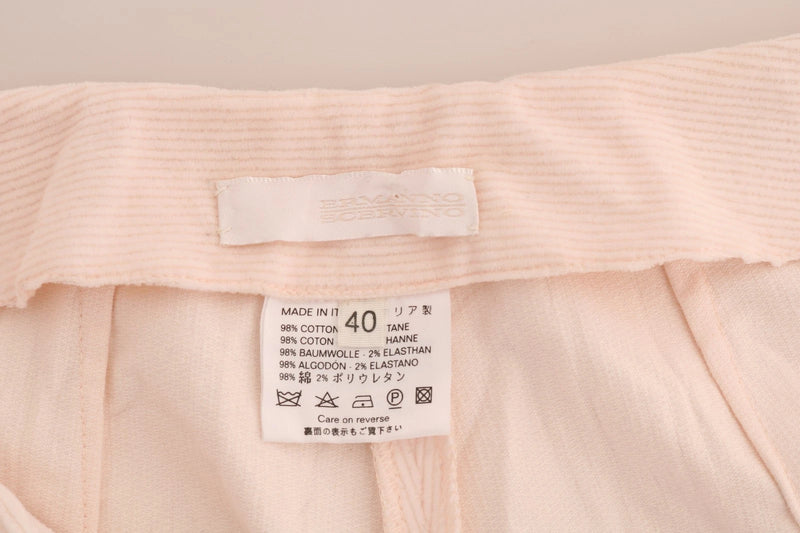 Ermanno Scervino Beige Cotton Stretch Straight Trousers