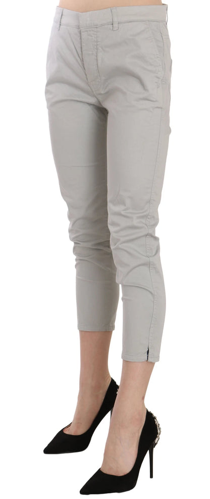 Pantalon skinny court taille haute en coton gris Jucca