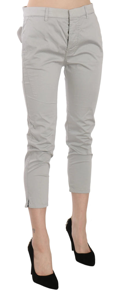 Pantalon skinny court taille haute en coton gris Jucca