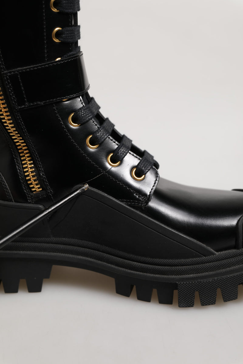 Dolce & Gabbana Black Buckle Embellished Knee High Boots