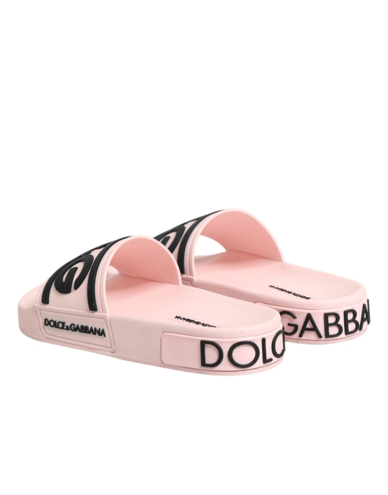 Dolce & Gabbana Pink Rubber Slides Sandals - Beachwear Shoes
